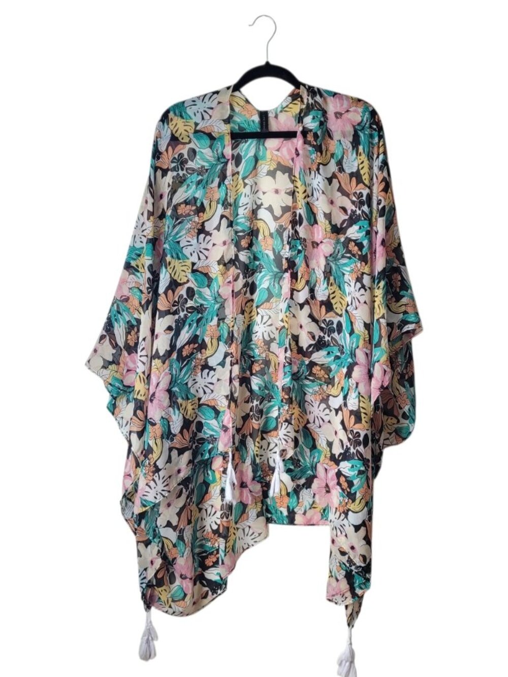 Lane Bryant Open Front Floral Sheer Poncho Overpiece